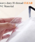 Close-up of heavy-duty clear PVC used in 4 Pack Clear 40L Plastic Clothes Storage Bags With Zipper.'