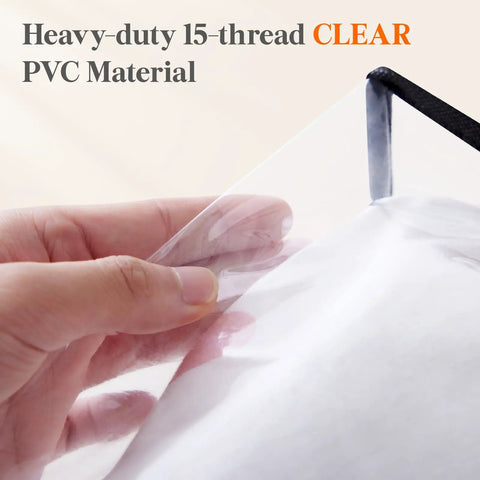Close-up of heavy-duty clear PVC used in 4 Pack Clear 40L Plastic Clothes Storage Bags With Zipper.'