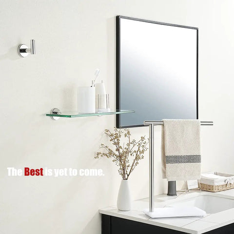 Chrome Glass Shelf Set For Bathroom And Shower 16x5 Inches Tempered Glass With 304 Stainless Steel Wall Mounts Polished Chrome Finish Sleek Rust Resistant 2 Pack Bathroom Storage Shelves