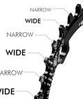 104 BCD 32T Narrow Wide Single Chainring With 4 Bolt Sprocket Bolts for road bikes mountain bikes and BMX MTB, black teeth close-up