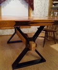 Side view of Beefy Industrial Metal Table Legs Set Of 2 For Heavy Duty Desks And Furniture, 28 Inch Tall And 23.6 Inch Wide