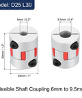 Flexible Plum Shaft Coupling Aluminum Motor Connector Spider Coupler 6mm to 9.5mm for 3D Printer CNC Machine, silver tone, red, with measurements