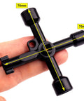 Six Piece Handy Electrical Cabinet And Utility Key Set With Four Way Panel Square Triangle And Cross Keys held by fingers