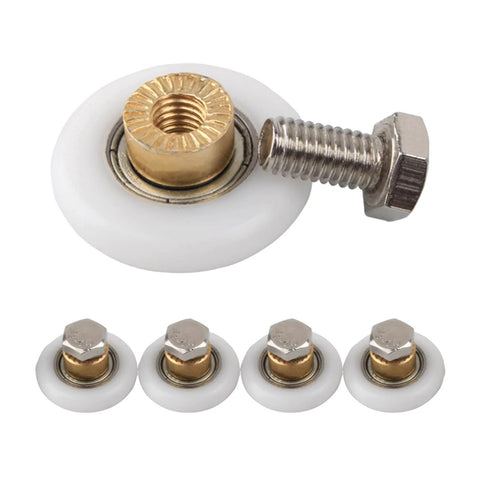Shower Door Roller Set 25mm Twin Wheel Runners For 4 To 6mm Thick Doors Top And Bottom Replacement Parts White 4 Pack Includes Stainless