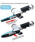 Killer Air Belt Sander For Wood And Metal Crafts Super Lightweight Pneumatic Handheld Tool adjusting sand belt replacement steps