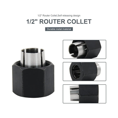 Half Inch Router Collet Fits Dewalt 326286-03 Boschi 2610906284 Big Horn 19693 Hitachi 323-421 RC050DW steel design