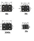 Black Metal Door Frame Hinges With Screws And T Nuts For Slotted Aluminum Extrusion Profiles 2020 3030 4040 Series sizes 20s to 40s