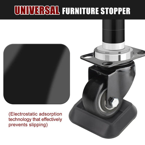 Furniture Stoppers And Wheel Caster Cups Silicone Non Slip Pads Protect Floors For Sofas Beds And Chairs Fit All Wheel Sizes Protect Scratches 8 Pack Everyday Use shown with electrostatic adsorption technology illustration and wheel application.