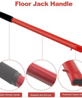 2 Ton Floor Jack Replacement Handle For Car Jack, Horizontal Hydraulic Jack Bar, Durable Carbon Steel Lever Handle In Red
