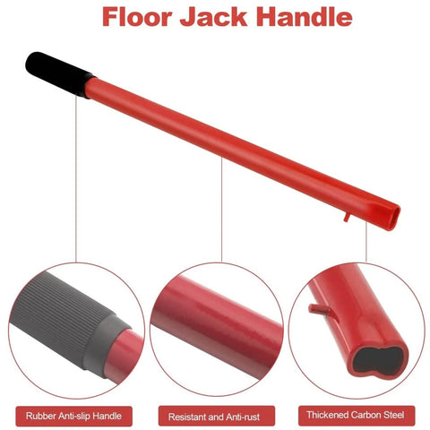 2 Ton Floor Jack Replacement Handle For Car Jack, Horizontal Hydraulic Jack Bar, Durable Carbon Steel Lever Handle In Red