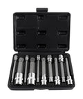 Top Shelf 10 Piece S2 Steel Torx Star Bit Socket Set With Heavy Duty Quick Wrench Repair Tools For Rusted Bolts And Stuck Screws That Save Time, open case