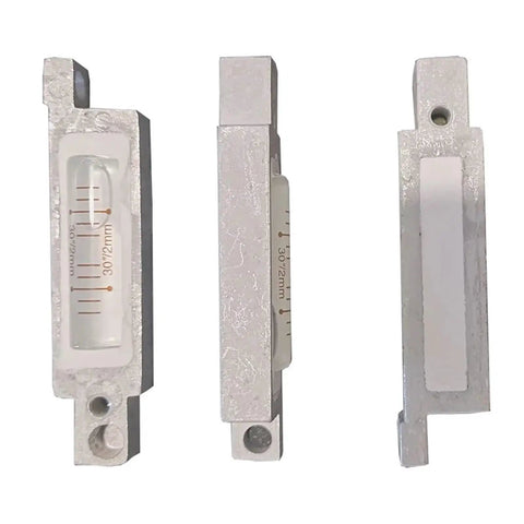 Metal Spirit Level Bubbles Horizontal Measuring Instruments Element Part JCM30-701611 1PCS, silver metal measure with level vials.