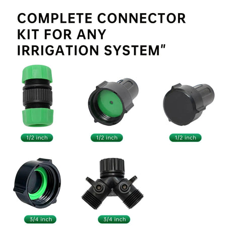 Six Pack One Half Inch Garden Hose Quick Connectors Kit with Female, Male, and Straight Fittings, Black, Durable Garden Hose Connector Set