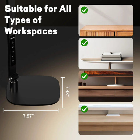 LED Desk Lamp With Eye Care Diffused Light, 3 Color Temperatures And 10 Brightness Levels, Dimmable Office Lamp suitable for workspaces.