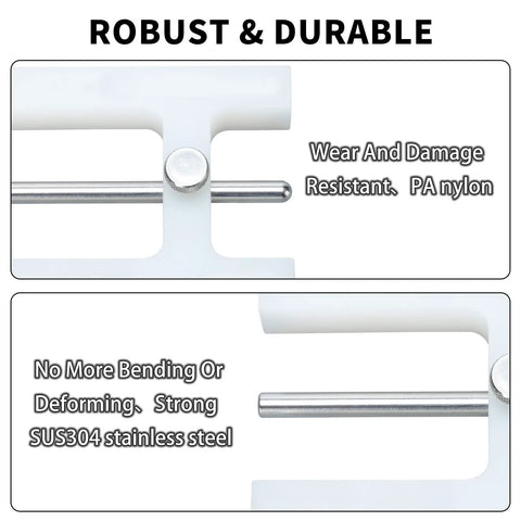 Brake adjustment tool with magnet design for Briidea brake boosters; white frame and stainless steel rod