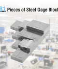 81 Piece Pro Grade Steel Gauge Block Set, Grade B Accuracy, Durable Tool Steel Blocks With Laser-Etched IDs and Traceable Calibration Certificate for Precise Machining, Calibration, and Quality Checks, stacked blocks