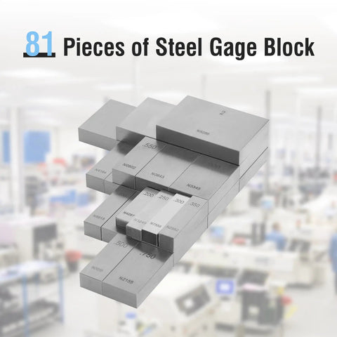81 Piece Pro Grade Steel Gauge Block Set, Grade B Accuracy, Durable Tool Steel Blocks With Laser-Etched IDs and Traceable Calibration Certificate for Precise Machining, Calibration, and Quality Checks, stacked blocks