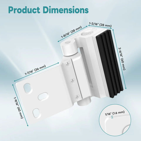 Product dimensions of Rock Solid Door Reinforcement Security Lock for Inward Opening Doors, heavy duty aluminum with measurements.