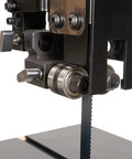 Close-up of ArmorGlide 18-Inch Woodworking Bandsaw With 5 HP 230V 1Ph Power, PM1800BT Model showing micro-adjust bearing guides