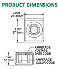 Product dimensions illustration for Straight Up 200 Amp Mrbf Marine Battery Fuse With 58V Dc Max Rating And Ip66 Waterproof Build.