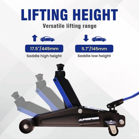 Beefy 3 Ton Low Profile Floor Jack For SUVs And Cars With Wheels Fast Lift Hydraulic Jack Stable Support diagram