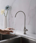 Lead-Free Stainless Steel Water Filter Faucet For Under Sink Filtration System, Brushed Nickel Finish, in use over sink