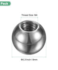 Close-up of M4x8mm Stainless Ball Nut Knob Set showing 304 stainless steel construction with M4 thread, 8mm size, 4 pack.