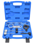 Camshaft Timing Belt Tool Kit For VW Audi 1.6L 2.0L TDI Diesel Engines in blue case, tools arranged neatly.