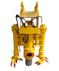 Excavator Hydraulic Submersible Slurry Cutter Pump Heavy Duty Dredge And Sand Extraction Tool with yellow hydraulic arms and cutter.