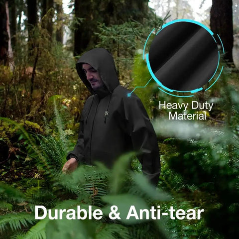 Heavy Duty Waterproof Rain Suit For All Weather Lightweight Breathable Rainwear With Sealed Seams in forest setting