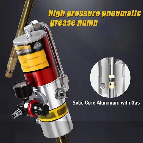 Badass Heavy Duty Pneumatic Grease Pump For 55 Gallon Drums With 16 Ft Tubing and Solid Aluminum Drum Cover detail view.