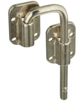 Beefy Heavy Duty Sliding Door Latch One And A Half Inch Nickel Finish Steel Surface Mount Security Latch For Interior And Exterior Doors Gates And Sheds Weather Resistant.