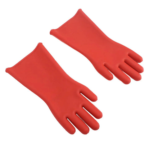 Heavy Duty Electrical Insulated Gloves Class 00 12KV 1.8mm Thick Rubber with Tough As Nails Protection, red pair for electricians.