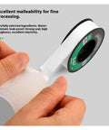 Heavy Duty Pipe Thread Sealing Tape For Plumbing And Gas Lines Flexible Winding Teflon Sealant Fits Various Pipes And Joints 15 Meter Long Roll in hand showcasing elasticity and water resistance.