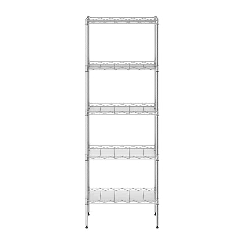Kickass Heavy Duty Five Tier Metal Storage Shelf Rack In Premium Stainless Steel For Kitchen Garage Office Hella Durable Space Saving Home Organization And Display Rack 17X12X48 Inches