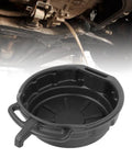 The Ultimate Heavy Duty Oil Drain Pan Kit Holds Four Gallons With Non Spill Pour Spout For Easy Car Maintenance And Fluid Catching During Coolant Changes, black plastic under car