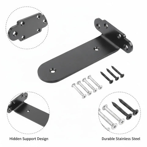 Solid Stainless Steel Floating Shelf Brackets With Hidden Wall Mount Hardware For Wood Shelves, brushed black bracket and screws