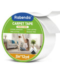 Rabenda double sided carpet tape 2in*12yd roll for rug security and easy removal, strong adhesion, no residue, home interior view