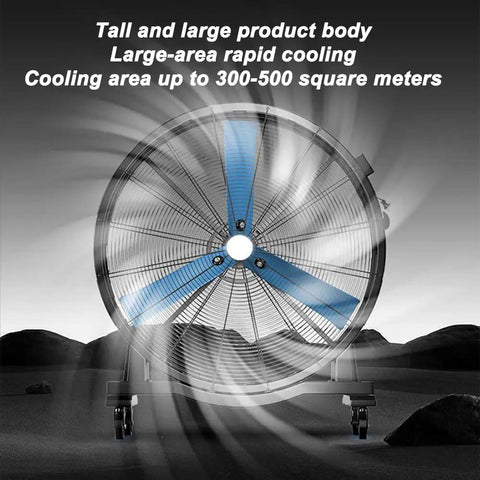 Premium 220V Heavy Duty Floor Fan With 92 Cm Wide Diameter And Tough As Nails Steel Build delivering cooling for large spaces.