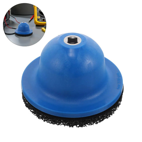 Get That Wheel Hub Looking Fresh With Heavy Duty Wire Brush Grinding Discs And Silicon Carbide Polishing Wheels For Serious Car Detailing And Metal Surface Restoration Efforts. Blue polishing disc with black bristles.