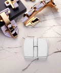 Detachable Self-Closing Stainless Steel Beefy Heavy Duty Door Hinge For Public Restrooms on marble surface