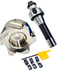 R8 Face Mill Cutter Set 80mm With BAP400R Arbor And APMT1604 Carbide Inserts, 6 flutes cutter, FMB22 arbor, T15 wrench, 10 inserts