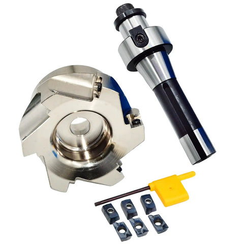 R8 Face Mill Cutter Set 80mm With BAP400R Arbor And APMT1604 Carbide Inserts, 6 flutes cutter, FMB22 arbor, T15 wrench, 10 inserts
