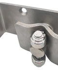 Close-up of stainless steel upper hinge and bearing plate from Stainless Steel Upper Hinge And Bearing Plate Assembly Kit For Eliason Double Action Swing System Replacement K0198 K0197 K0196 K0195 Heavy Duty Parts For 1.5 Inch And 0.75 Inch Door Thickness Equipped With Double Action Operation.