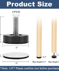 Quarter Inch Thread Leveling Feet 12 Pack Adjustable Furniture Levelers product size dimensions and specifications