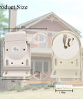 Universal Replacement Mounting Brackets For Roller Shade Systems showing dimensions in front of a house