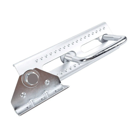 Close-up of beefed up cast iron top bracket from Four Pack Boat Trailer Bunk Brackets with 10 inch vertical adjustment and mounting hardware