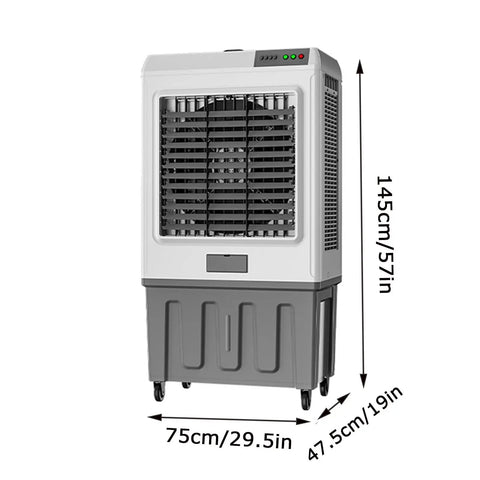 Portable Ice Cooling Evaporative Air Cooler With Three Speed Settings Kills The Humidity And Keeps You Cool As A Cucumber, 75cm wide.