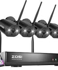 8 Channel 2K Wireless Security Camera System with 4 3MP WiFi Cameras and 1TB HDD for indoor outdoor recording