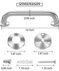 Dimensions of Two Pack 12 Inch Grab Bars For Tubs And Showers For Slip Stainless Steel Shower Handle Toilet Handicap Elderly Senior Safety Support